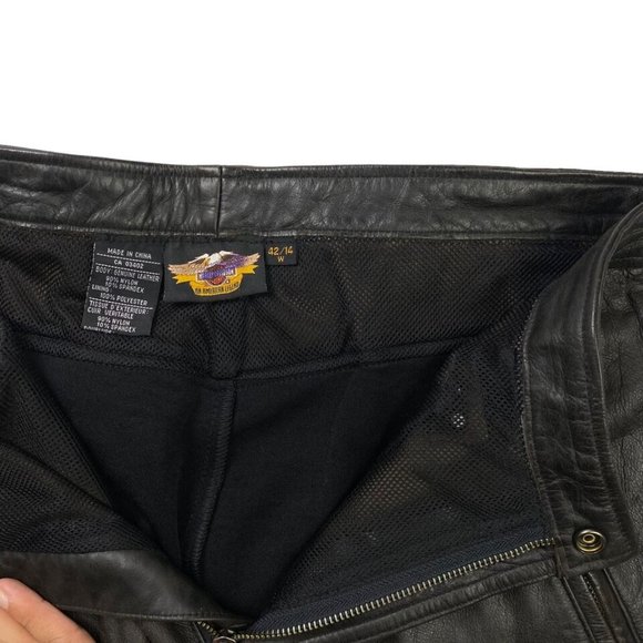Harley Davidson Womens Genuine Leather Pants Trousers Riding Motorcycle 42/14 - Picture 7 of 10